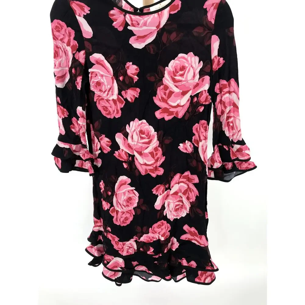 kate spade rosa print long sleeve mini dress